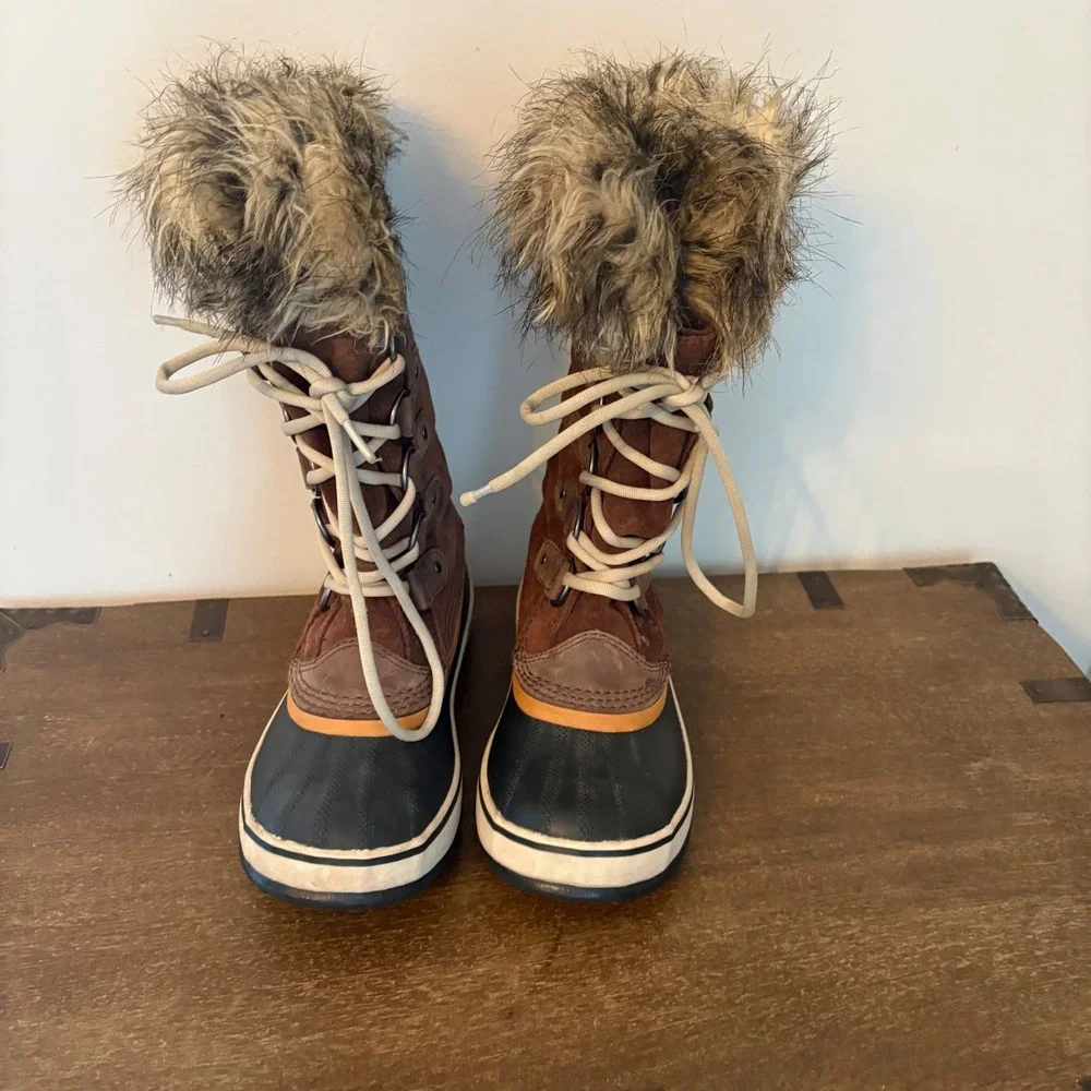 Sorel Joan of Arctic Waterproof Winter Boots Brown Suede Faux Fur NL1540-256 6